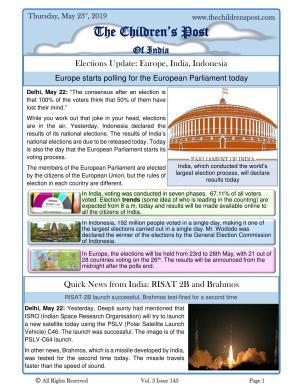 Elections and a special issue - May 23, 2019