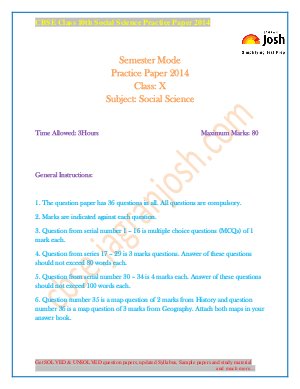 CBSE Class 10th Social Science Practice Paper SA - II 2014