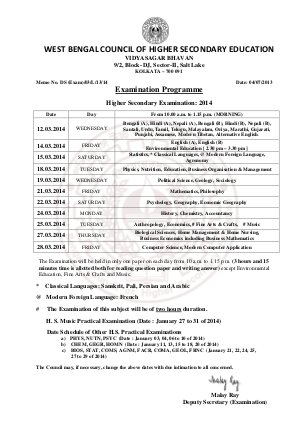 WEST BENGAL COUNCIL OF HIGHER SECONDARY EDUCATION