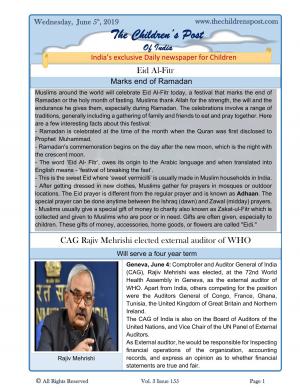 The Children's Post, 5th June,2019