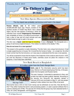 New Dino discovered in Brazil - July 4th, 2019