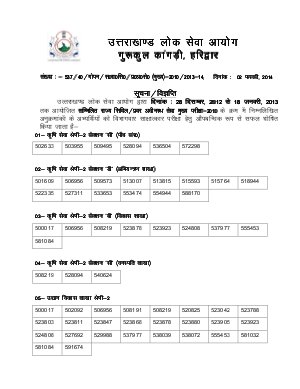 Uttarakhand PCS Main Written 2010 Result