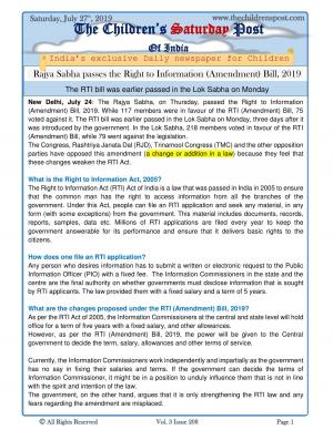 The Children's Post, 27th July, 2019