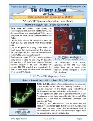 The Children's Post, 31st July, 2019