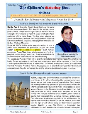 The Children's Post, 3 rd Aug, 2019