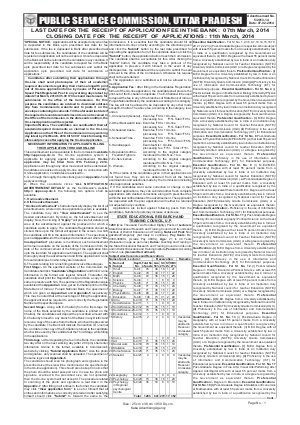 UPPSC Notified Recruitment for 1280 Posts of Lecturer in Various Discipline 2014