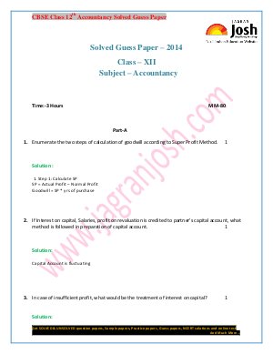 CBSE Class 12th Accountancy Solved Guess Paper