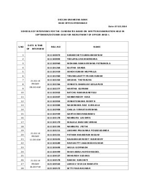 Interview Schedule for Officer JMGS-I