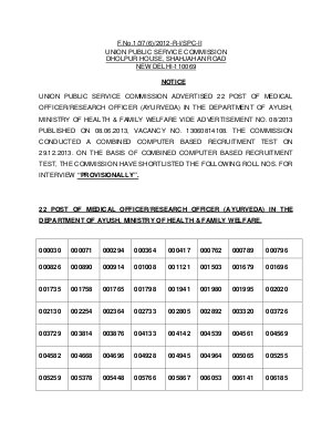 UPSC Medical Officer/Research Officer: Online Test Result