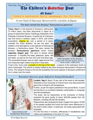 The Children's Post, 7 th September, 2019