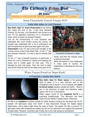 The Children's Post, 13th September, 2019