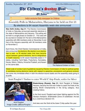 The Children's Post, 22nd September, 2019