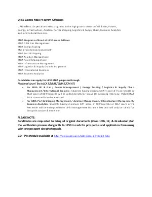 UPES CoMES MBA Program Offerings