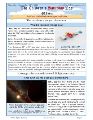 Ranitidine Issue and a new solar system - September 28th, 2019