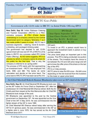 The Children's Post, 1st October 2019