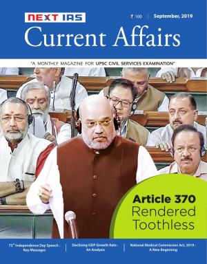 Current Affairs :NEXT IAS- September 2019