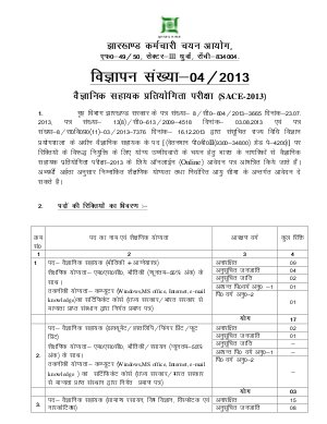 Jharkhand SSC Notified Recruitment for Scientific Assistant Competitive Exam 2013