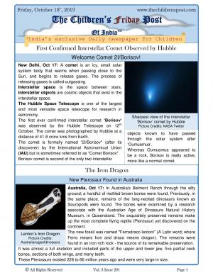 The Children's Post, 18th October, 2019