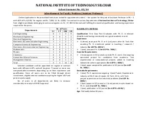 Detailed Advertisement for Associate Professor