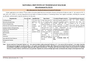 Detailed Advertisement for Associate Professor