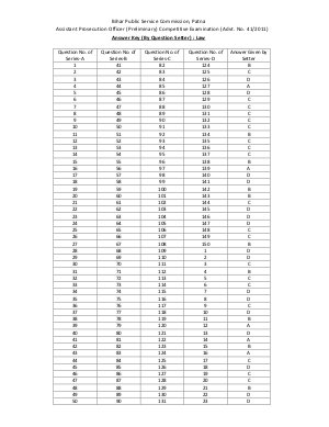 BPSC Assistant Prosecution Officer (Prelim) Competitive Exam: Answer Key Answer Key for Law Section