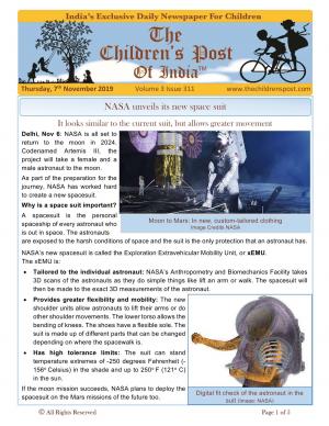 NASA's new spacesuit - 7th November 2019