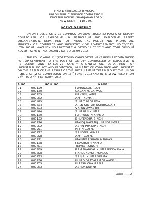 UPSC Deputy Controller of Explosive Recruitment 2014 Result Declared
