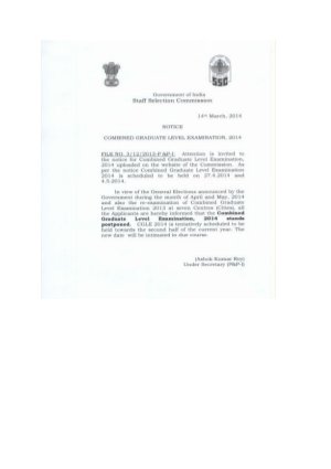 SSC CGL Exam 2014: Exam Postponed