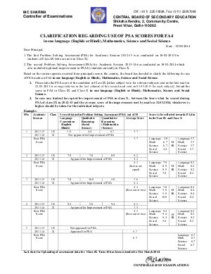 PSA Clarification 2014