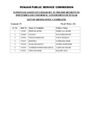 Result of Assistant Geologist