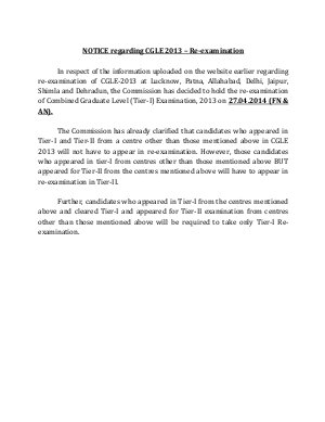 SSC Combined Graduate Level Exam 2013: Tier-I Re-examination to be Held on 27 April