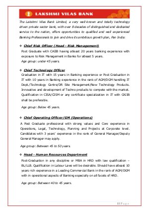 Detailed Notification for CTO, CRO, GM and DGM