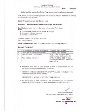 Detailed Notification for Senior Programmer cum Developer