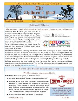 DefExpo 2020 and How to Beat Maths - The Children's Post, 6th February 2020
