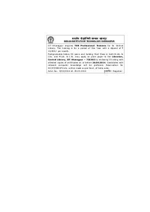 INDIAN INSTITUTE OF TECHNOLOGY KHARAGPUR