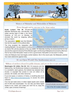 Malaysian Update and the Smithsonian - 1st March 2020