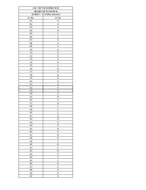 Answer Keys of UGC NET Exams-December 2013 SC 12 Home Science Paper-II