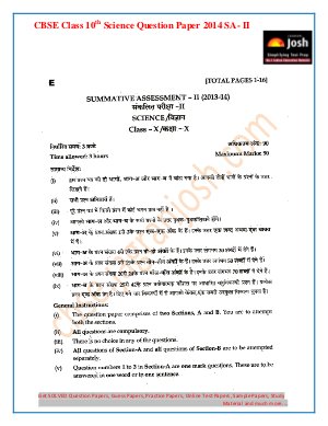CBSE Class 10th Science Question Paper SA- II 2014