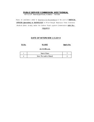 WBPSC Announced Interview Schedule For Medical Officer (Specialist) In Radiology