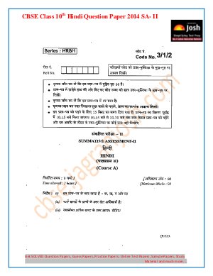 CBSE Class 10th Hindi Question Paper Course A SA II 2014