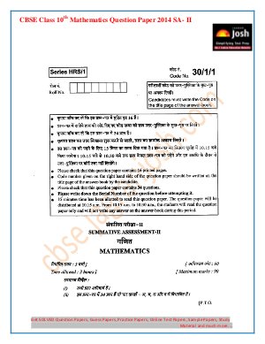 CBSE Class 10th Mathematics Question Paper 2014 SA- II