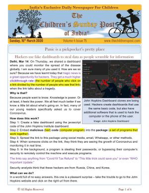 Panic is a pickpockets pretty place - The Children's Post, 15th March 2020