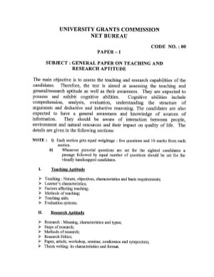 General Paper on Teaching and Research Aptitude Paper -I