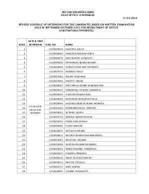 Interviewlist Deccan Grameena Bank Office Assistant Multi Purpose IBPS