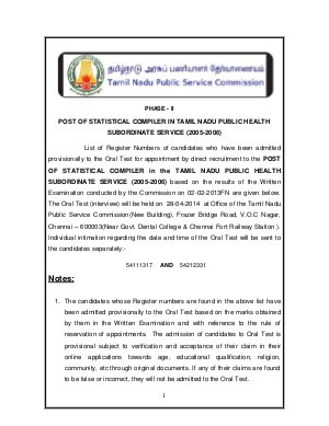 Exam Result TNPSC Statistical Compiler