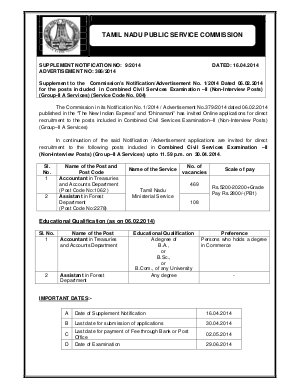 TNPSC Issued Supplement Notification