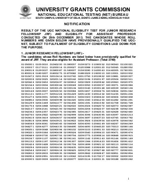 UGC NET December 2013: Result