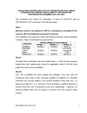 UGC NET December 2013: Qualifying Criteria