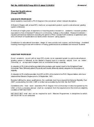 Ambedkar University, Delhi Notified Recruitment for 32 Faculty Positions 2014 Eligibility Criteria