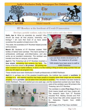 IIT Roorkee and the awesome role of our scientists - April 5th 2020